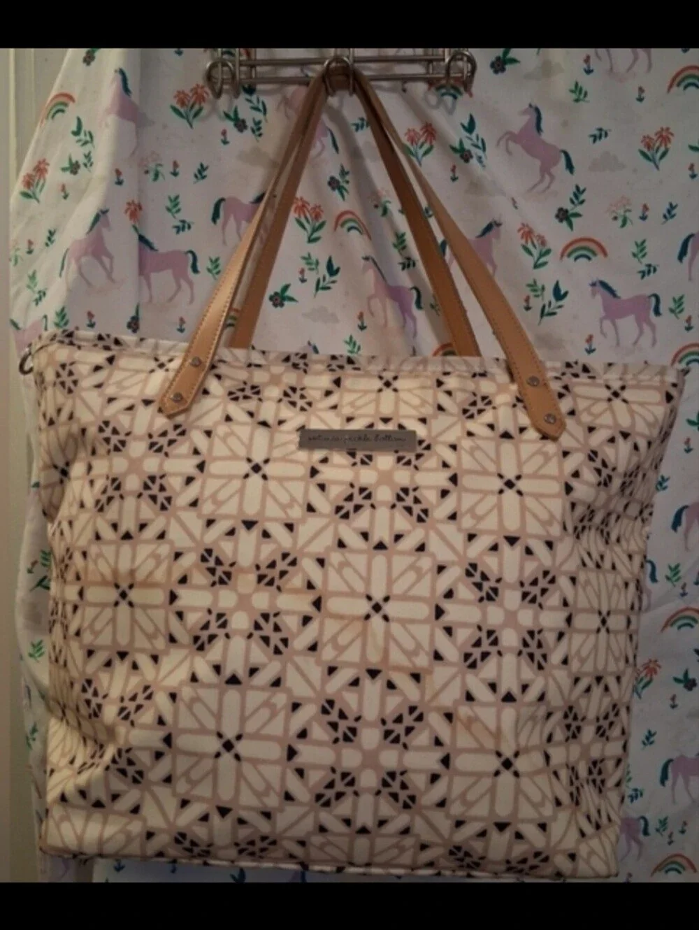 EUC Petunia Pickle Bottom Blooming Brixham Pink Diaper Travel Tote Purse Bag